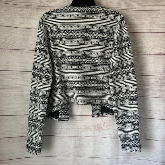 Jack Black and White Geometric Pattern Blazer Jacket Open Front Aztec Size Large - Picture 6 of 14